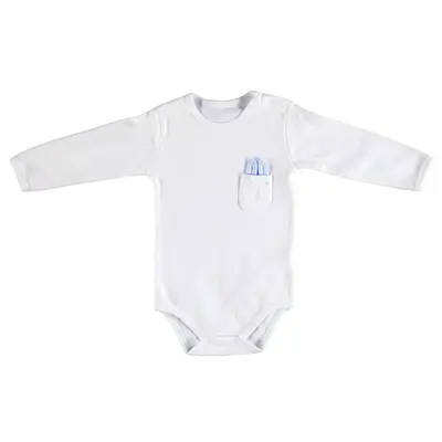 Bibaby Organik Body Rabbit Boy Cepli Ekru - Mavi