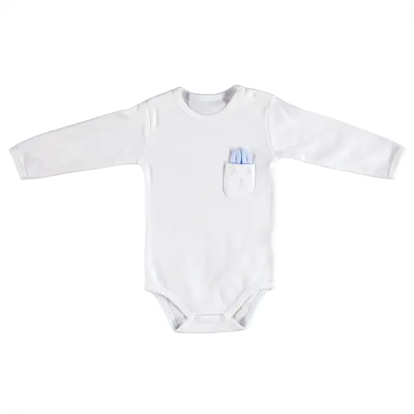 Bibaby Organik Body Rabbit Boy Cepli Ekru - Mavi