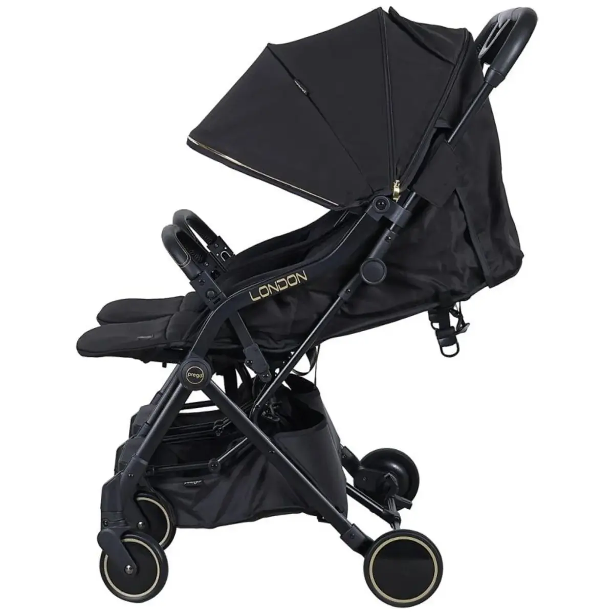 Prego 2236 London Yanyana İkiz Bebek Arabası Siyah