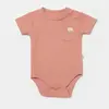 Bibaby Organik Body Kısa Kol Waffle Smile Kırmızı - Kahverengi