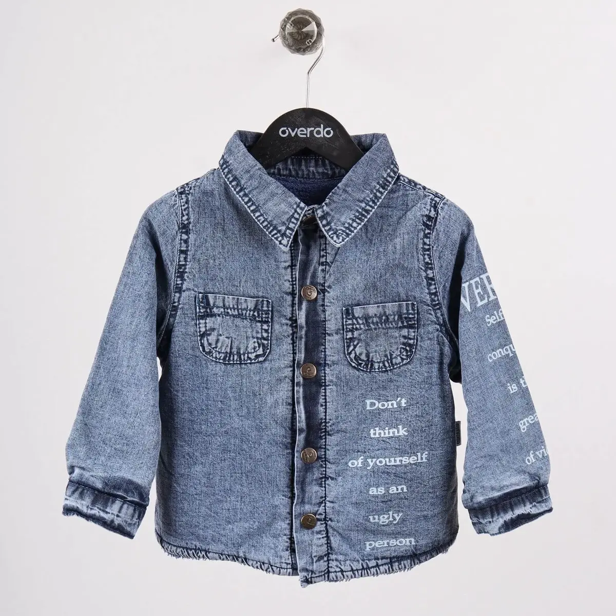 Overdo Gömlek Kot Welsoft Arkası Baskılı Mavi Denim