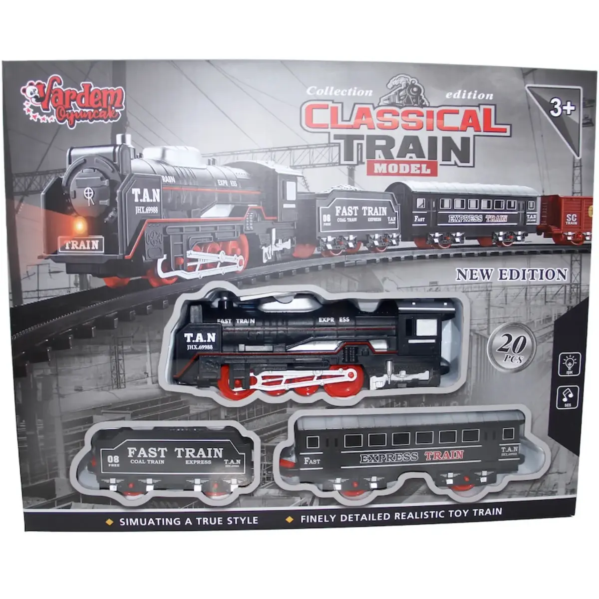 Vardem Kutulu 20 Parça Işıklı ve Sesli Classic Model Tren Set