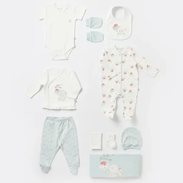 Bibaby Organik Hastane Çıkışı 10lu Pretty Ears Bunny Mint - Ekru