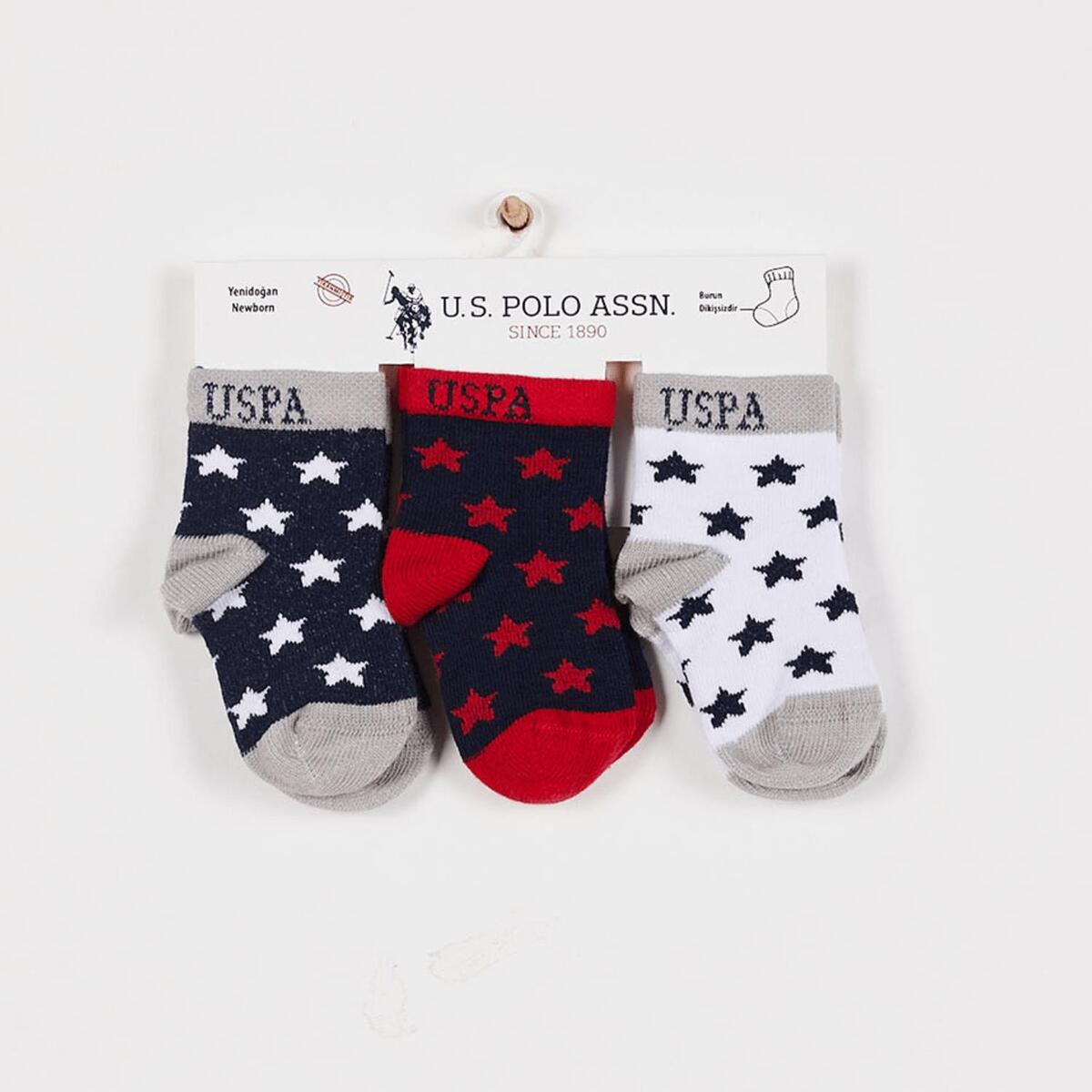 U.S. Polo Çorap Soket Gri - Beyaz