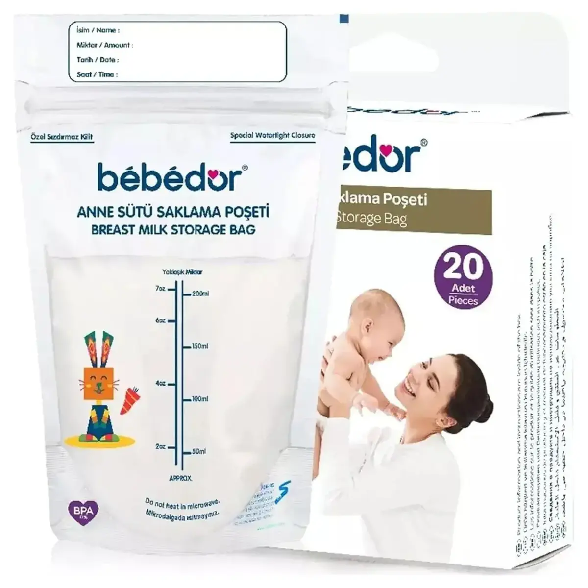 Bebedor Anne Sütü Saklama Poşeti 20li
