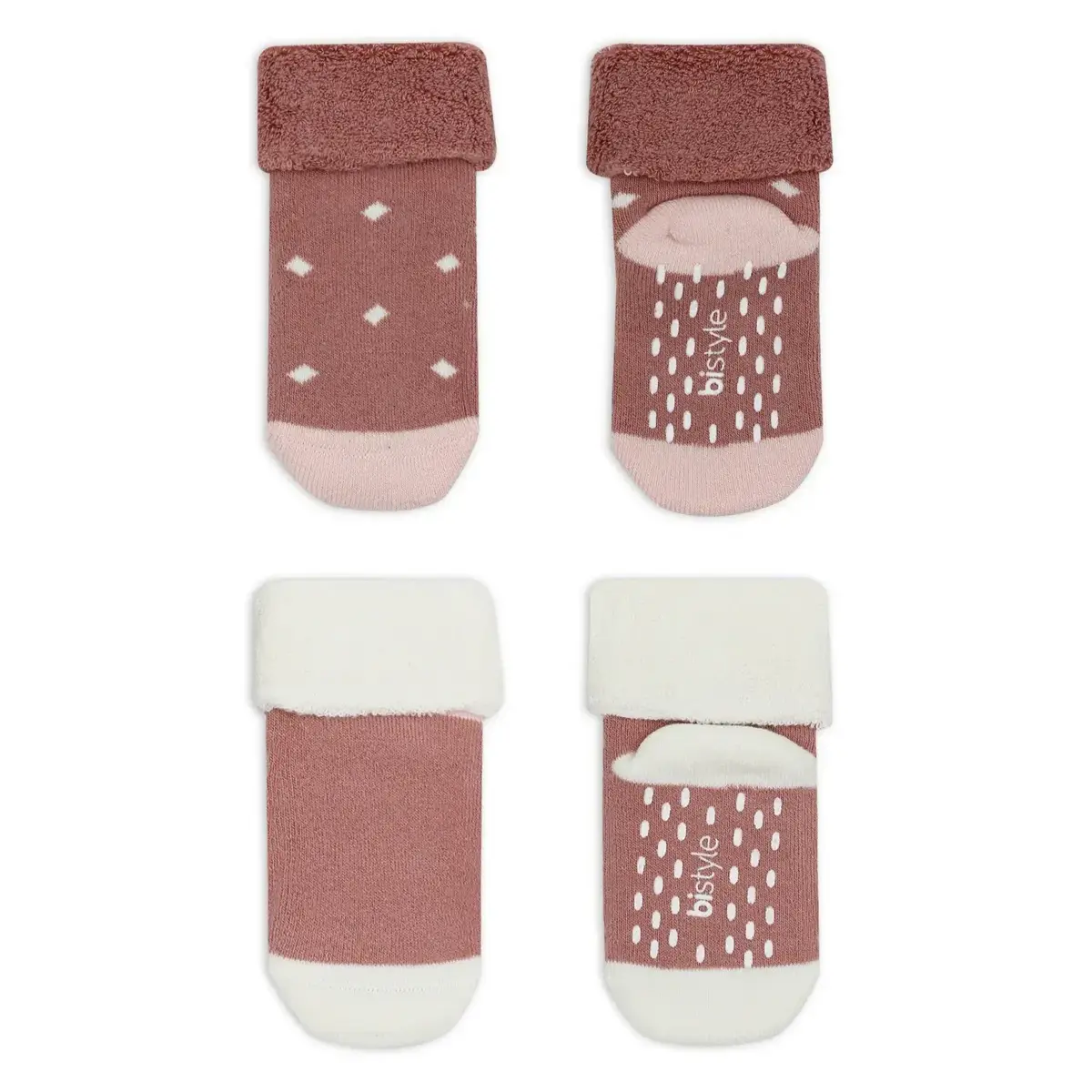 Bistyle Çorap Soket Havlu 2li Kaymaz Point Girl Pudra - Pembe