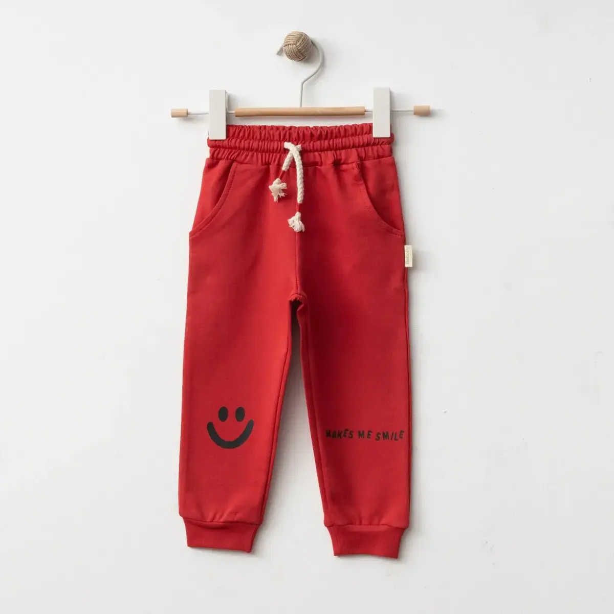 Bebolly Eşofman Altı Makes Me Smile Baskılı Kırmızı