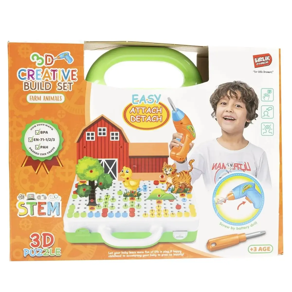 Eğitici Matkap Seti Çiflik Hayvanları 3D Stem Creative