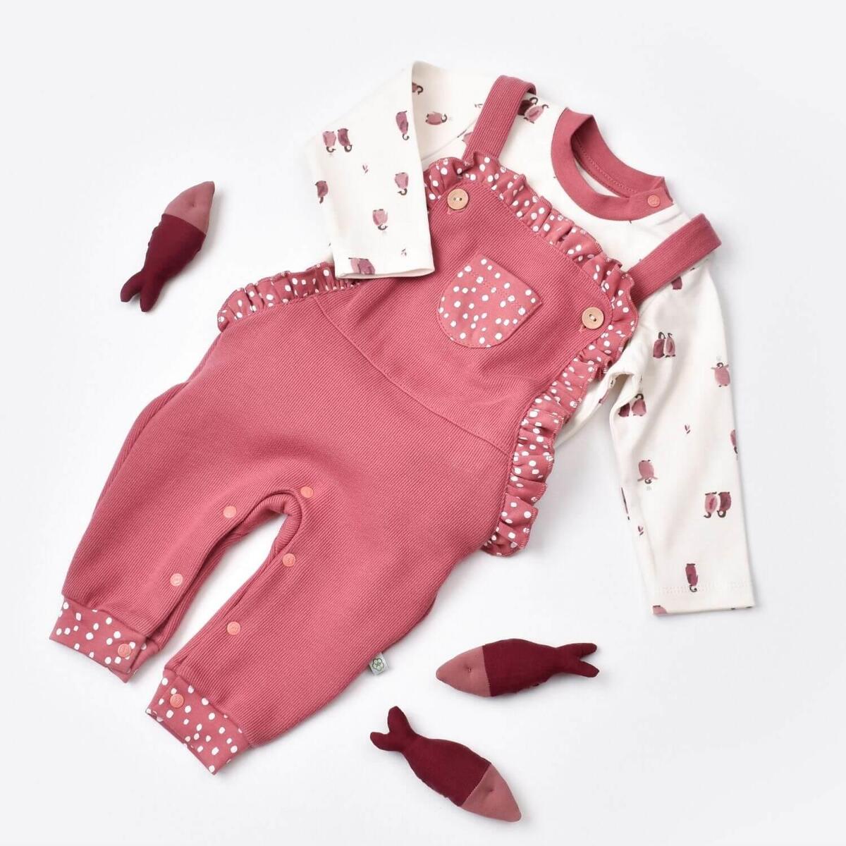Bibaby Organik Salopet Tulum Little Love Rose Dry