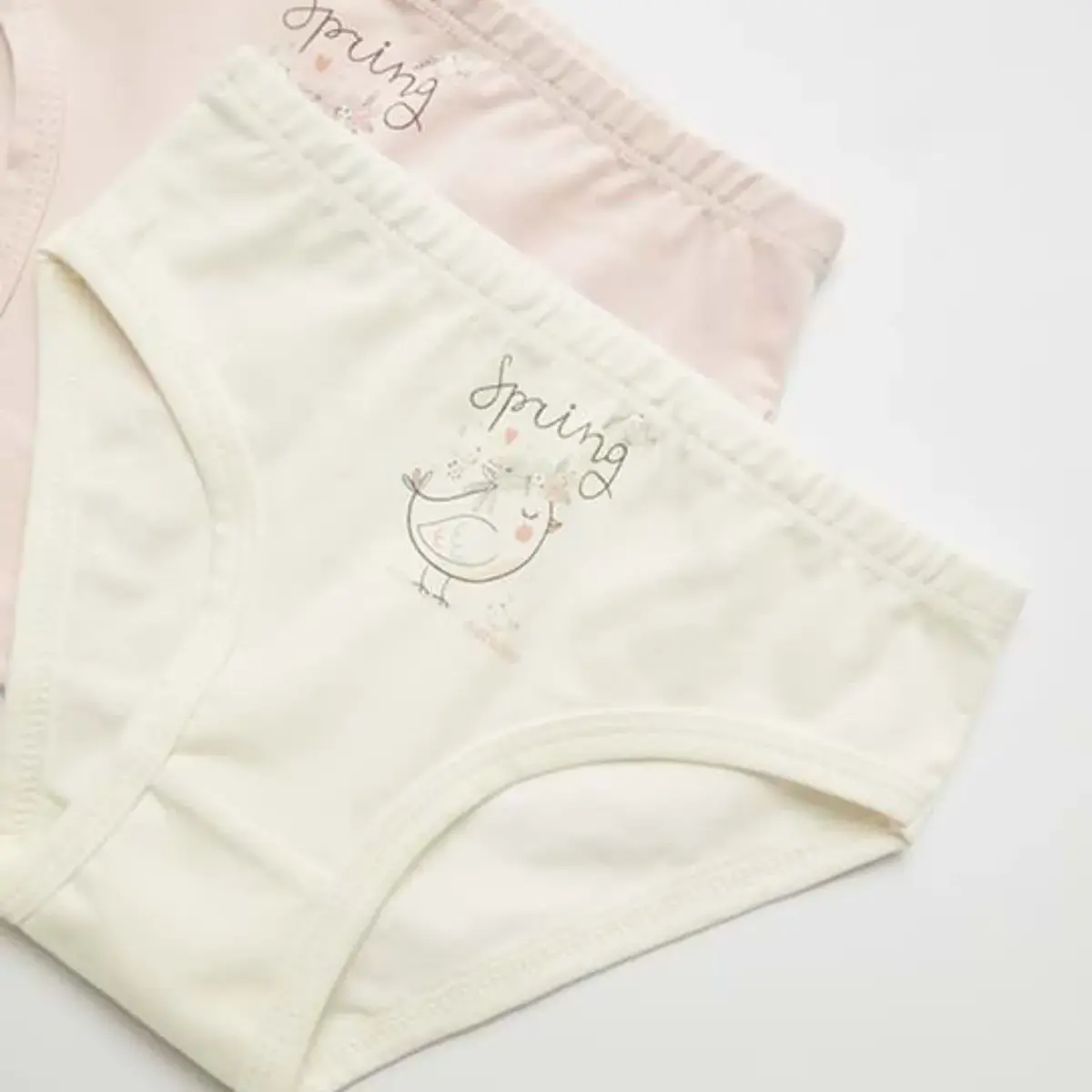Natuline Organik Külot Likralı Spring Bird 2li Pembe - Ekru