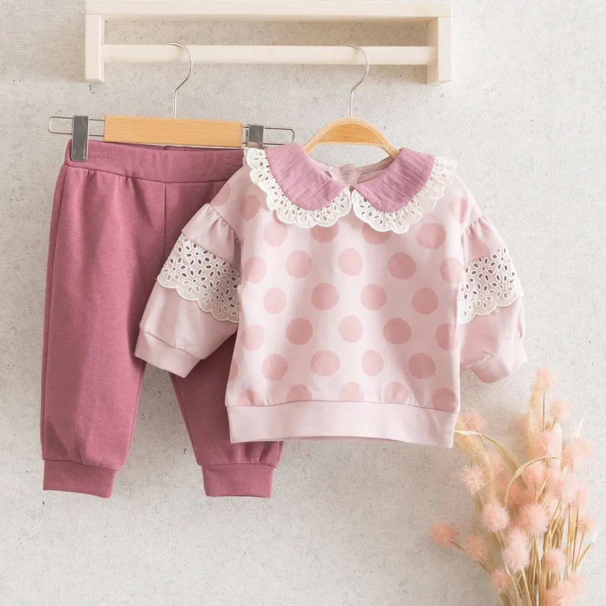 Miomini 2li Takım Bebe Yakalı Puanlı Mürdüm