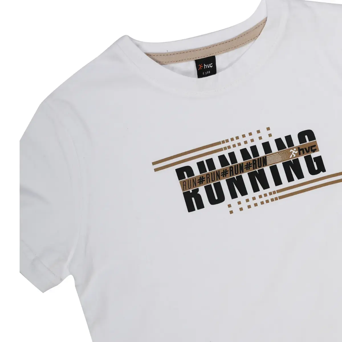 Hvc T-Shirt Run Baskılı Beyaz - Kahverengi