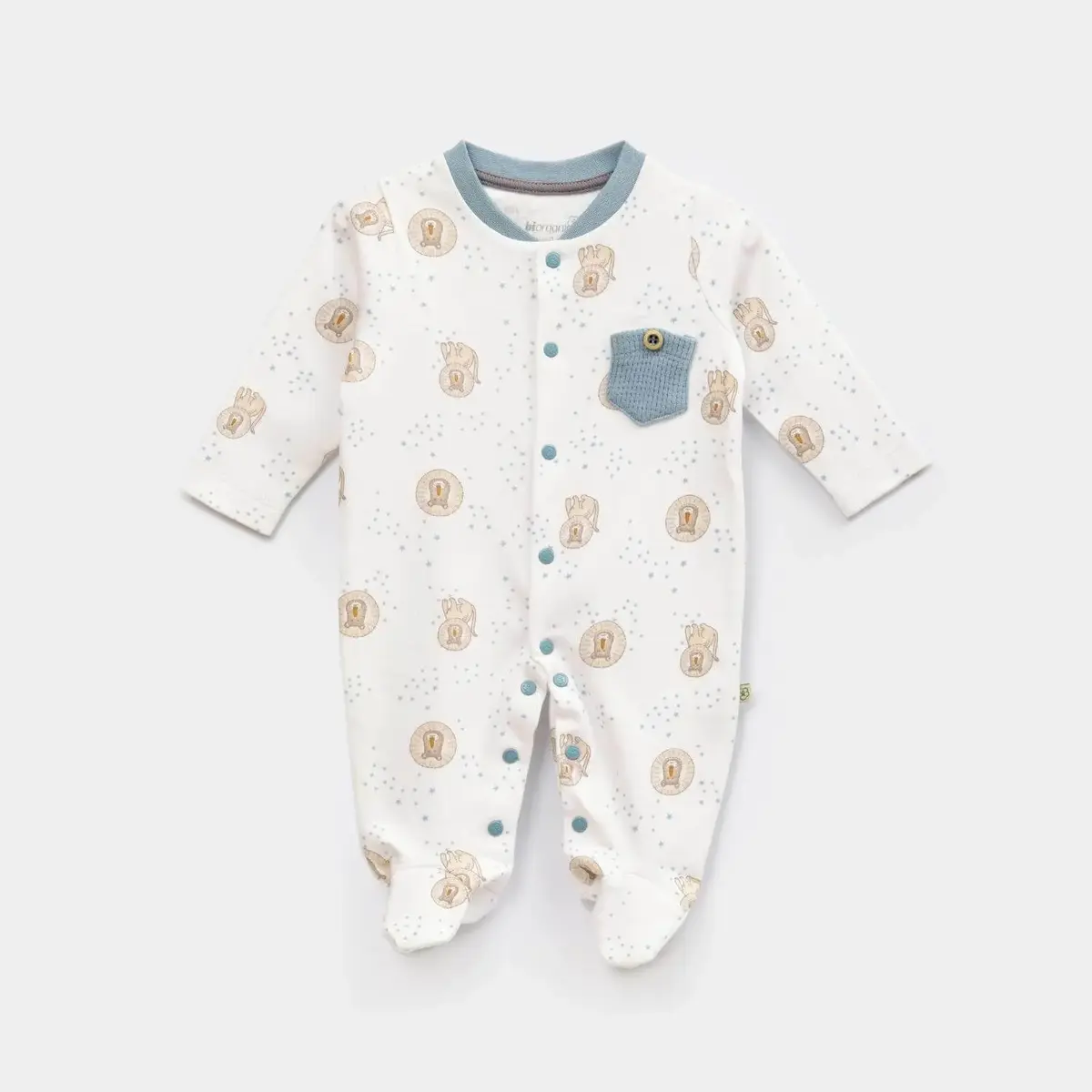 Bibaby Organik Tulum Brave Lion Ekru - Turkuaz