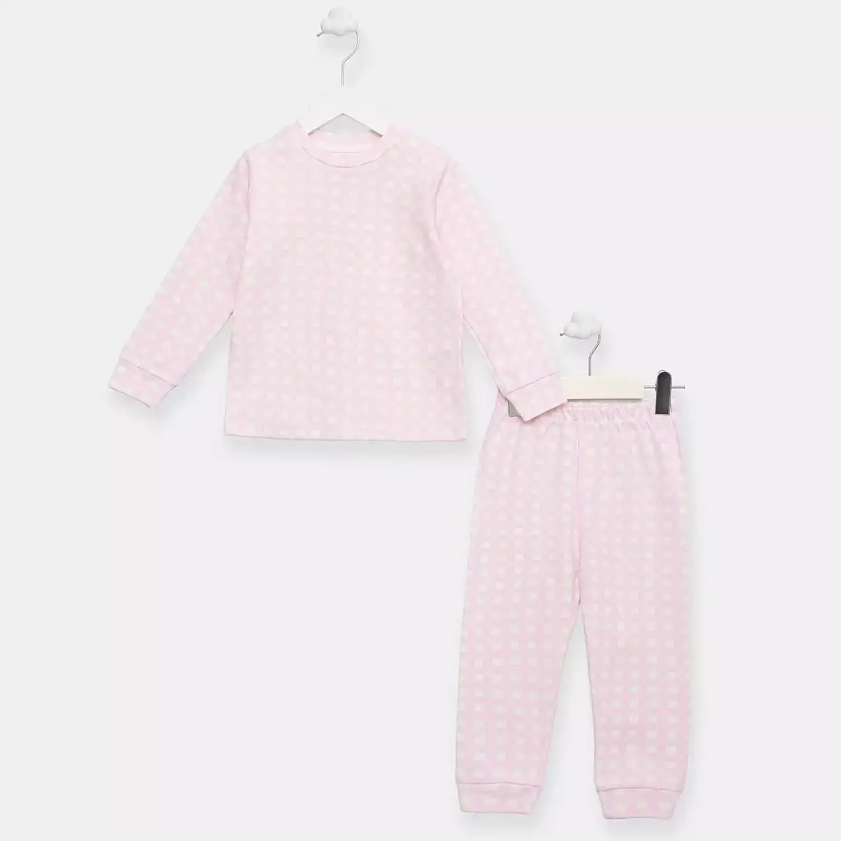 Ella Bonna Pijama Takımı Pembe Ekose