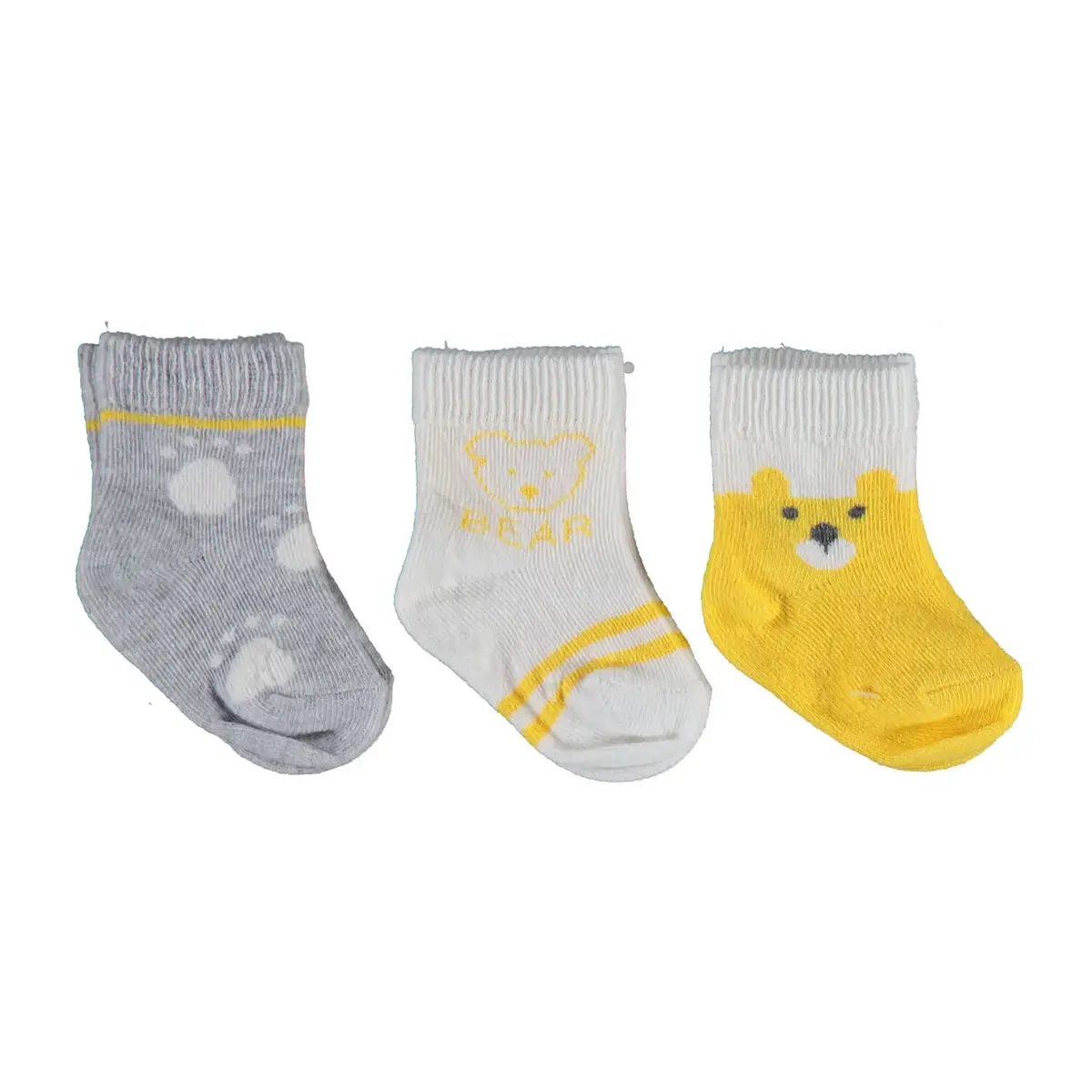 Bibaby Organik Çorap Soket 3lü Bear Sarı Bibaby Organik Çorap Soket 3lü Bear Sarı