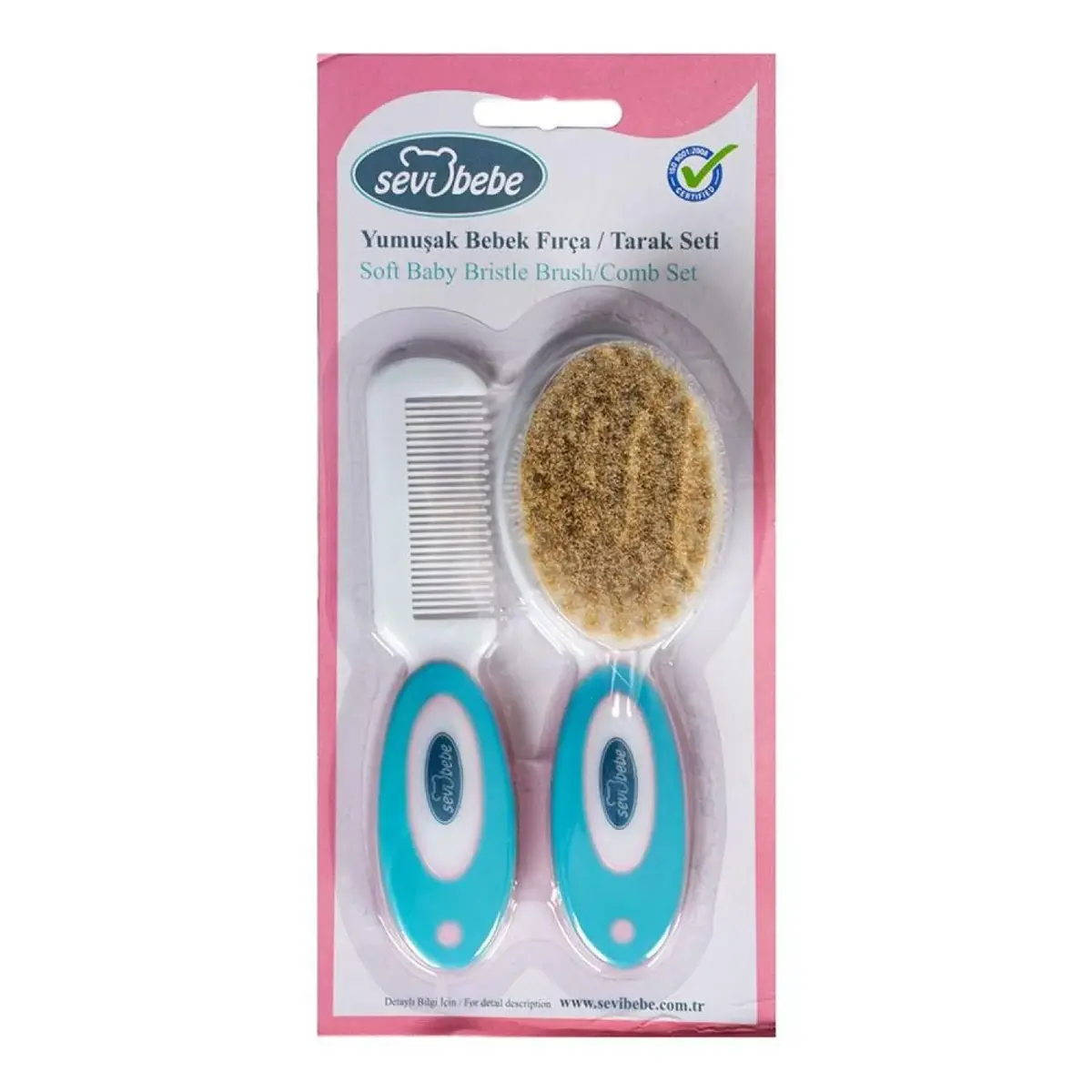 Sevi Bebe Naturel Fırça Tarak Seti Mavi
