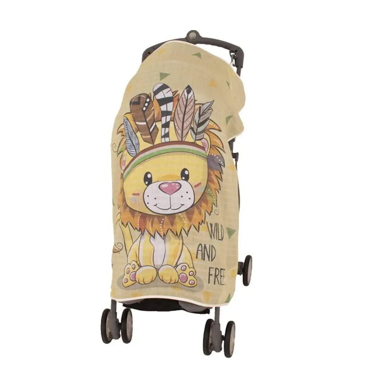Sevi Bebe Müslin Bebek Arabası Örtüsü Pano Baskılı Aslan Sevi Bebe Müslin Bebek Arabası Örtüsü Pano Baskılı Aslan