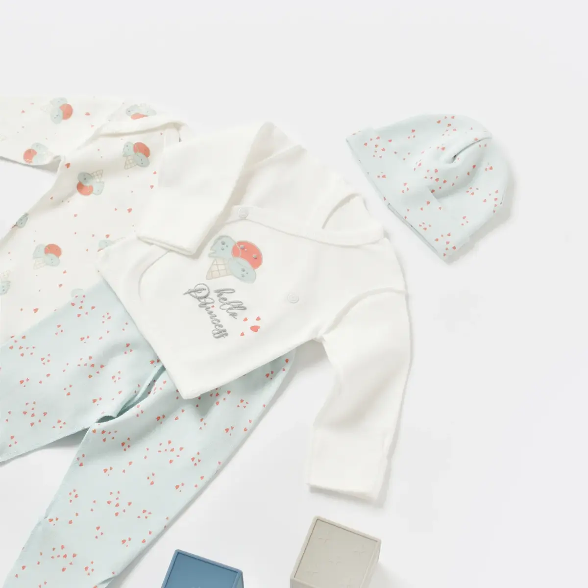 Bibaby Organik Zıbın Takımı Pretty Ears Bunny Prematüre Mint - Ekru