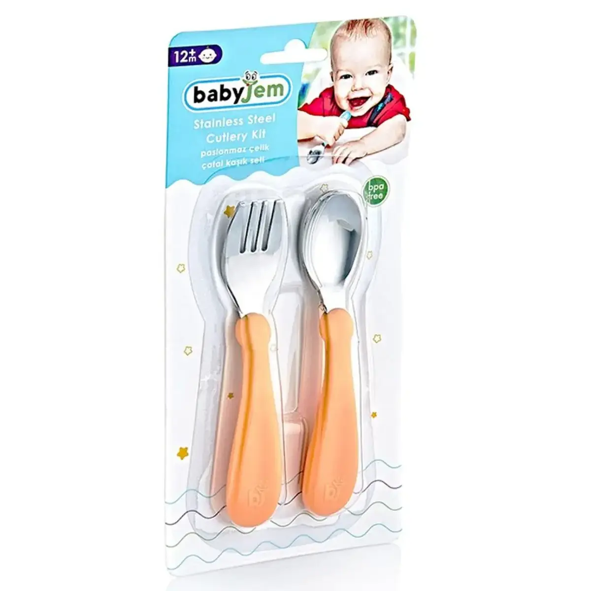 Babyjem Paslanmaz Çelik Çatal Kaşık Seti Turkuaz