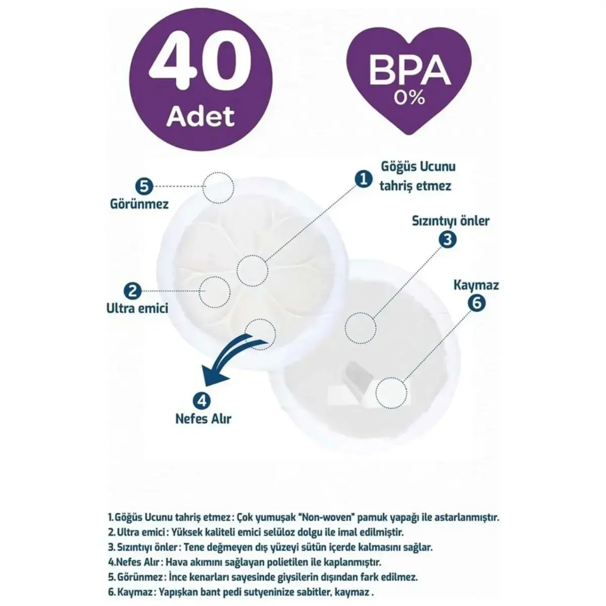 Bebedor Göğüs Pedi 40lı