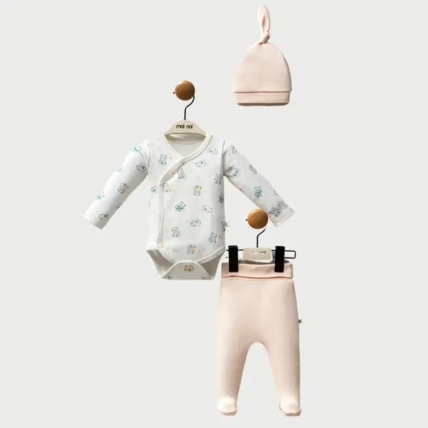 Moi Noi Organik Zıbın Takımı Şapkalı