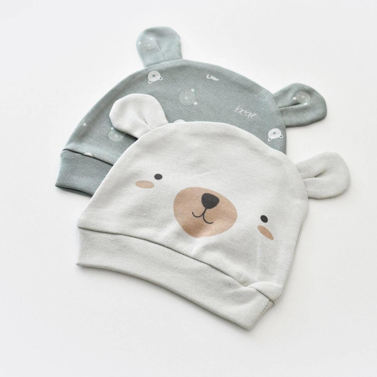 Bibaby Organik Şapka 2li Hug Me Bear Yeşil