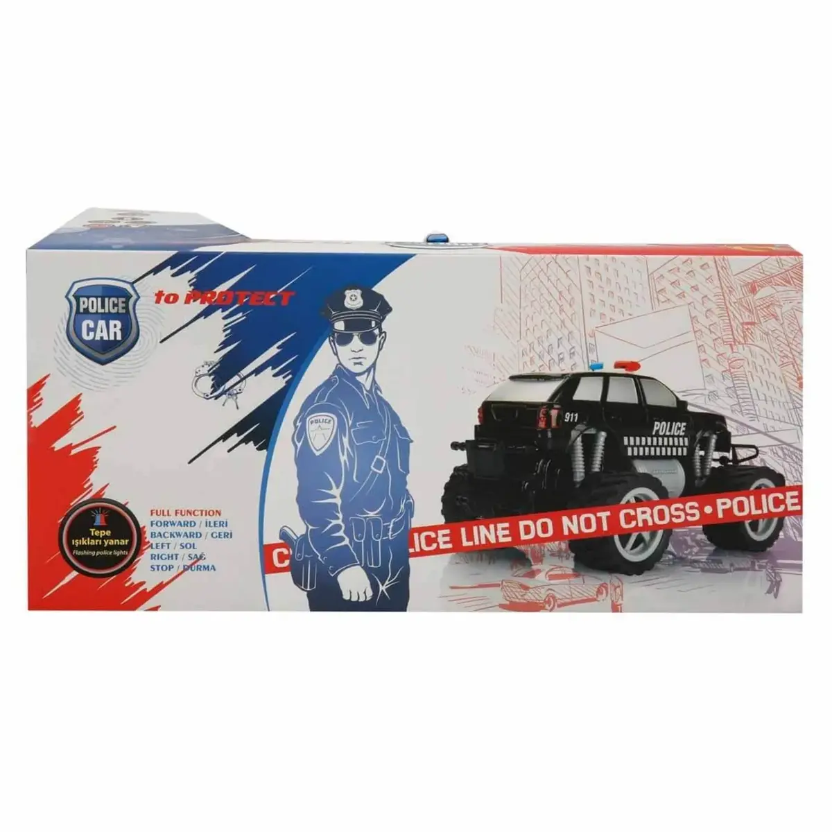 Uzaktan Kumandalı Jumbo Wheels Usb Şarjlı Işıklı Polis Arabası 1:18