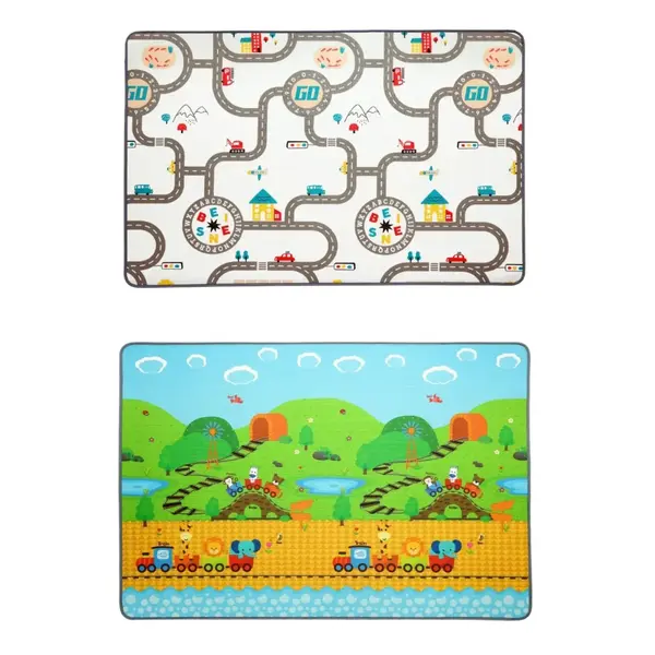 Araba Yarışı-Lokomotif Çift Taraflı Oyun Halısı 140x100x1