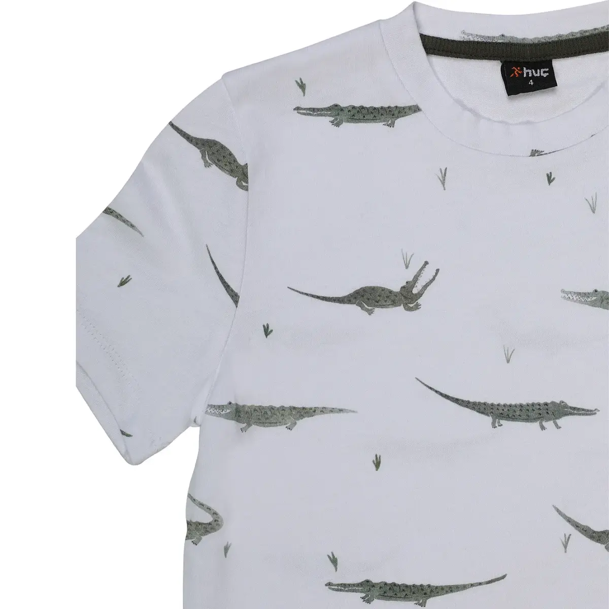Hvc T-Shirt Timsah Baskılı Beyaz