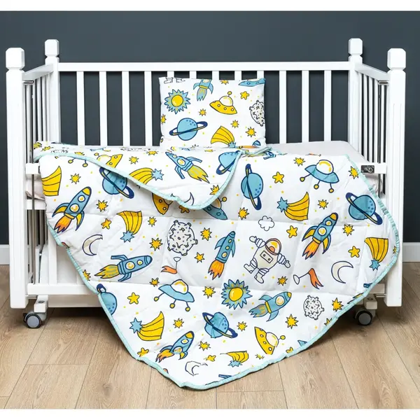 Bebek Nevresim Seti Uzay 3 Parça Çantalı 100x150