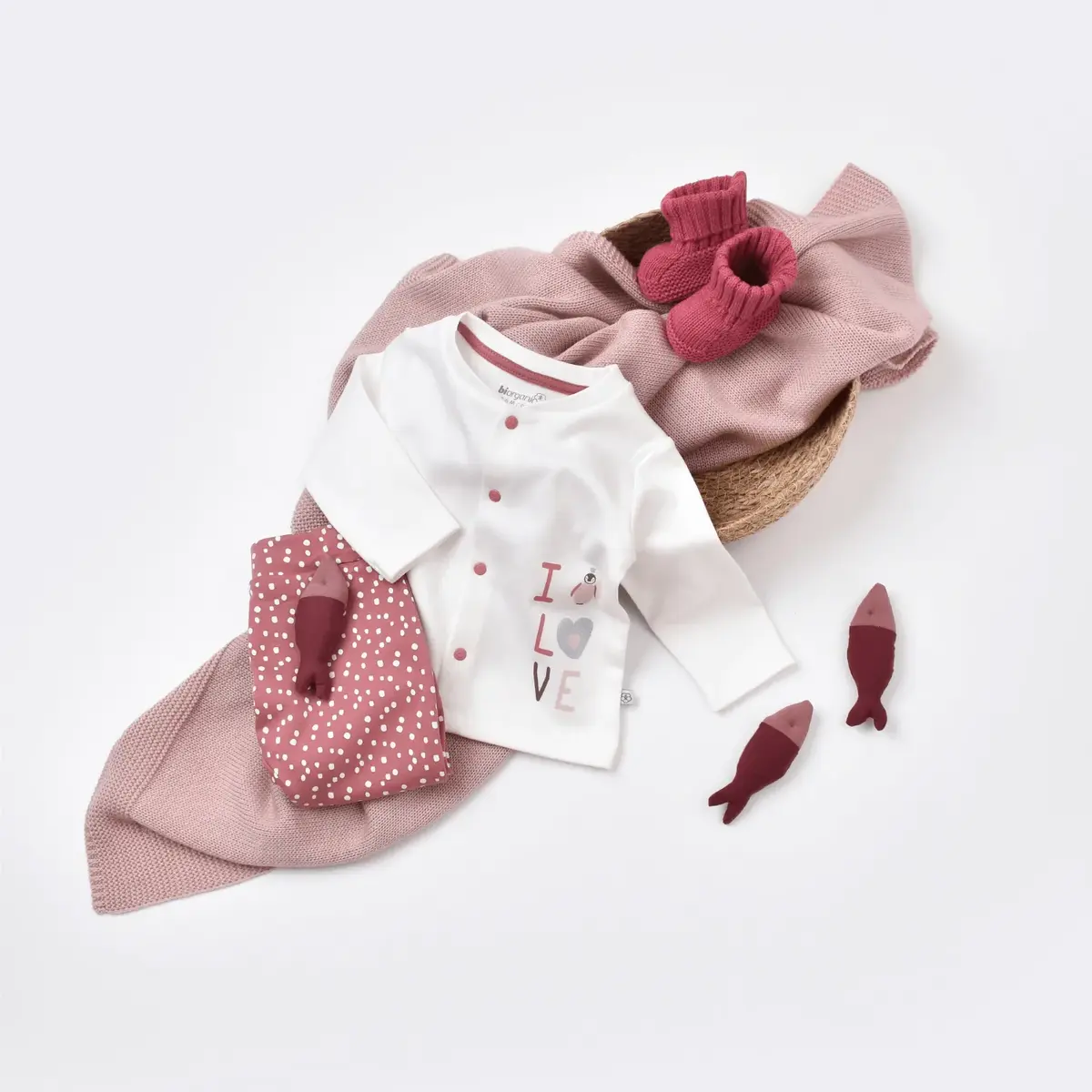 Bibaby Organik Pijama Takımı Little Love Rose Dry