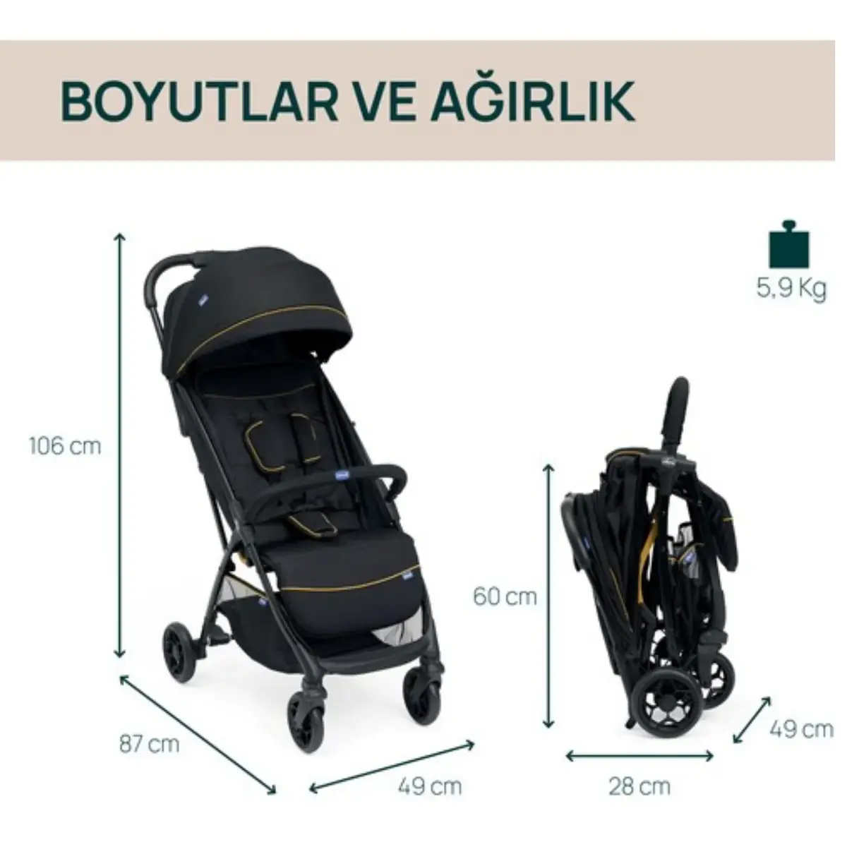 Chicco Glee Kabin Bebek Arabası Uneven Black