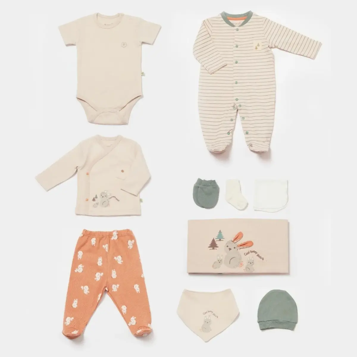 Bibaby Organik Hastane Çıkışı 10lu Cool Lines Bej - Hardal