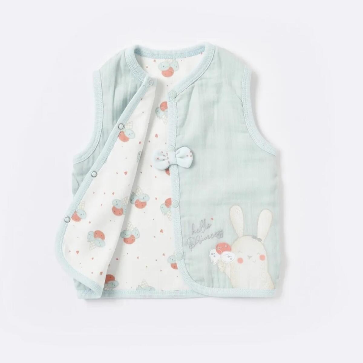 Bibaby Organik Yelek Pretty Ears Bunny Mint - Ekru