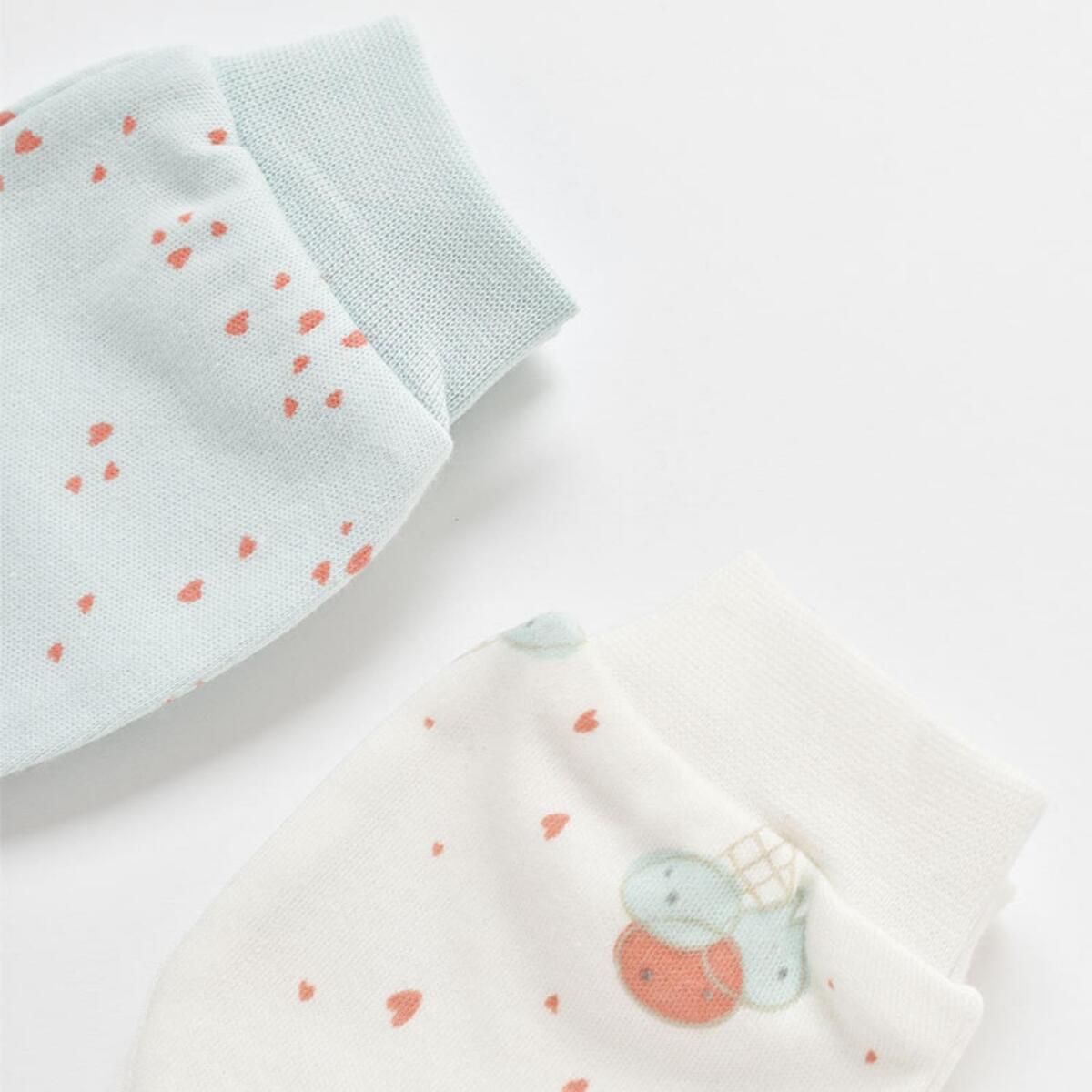 Bibaby Organik Eldiven 2li Pretty Ears Bunny Mint - Ekru