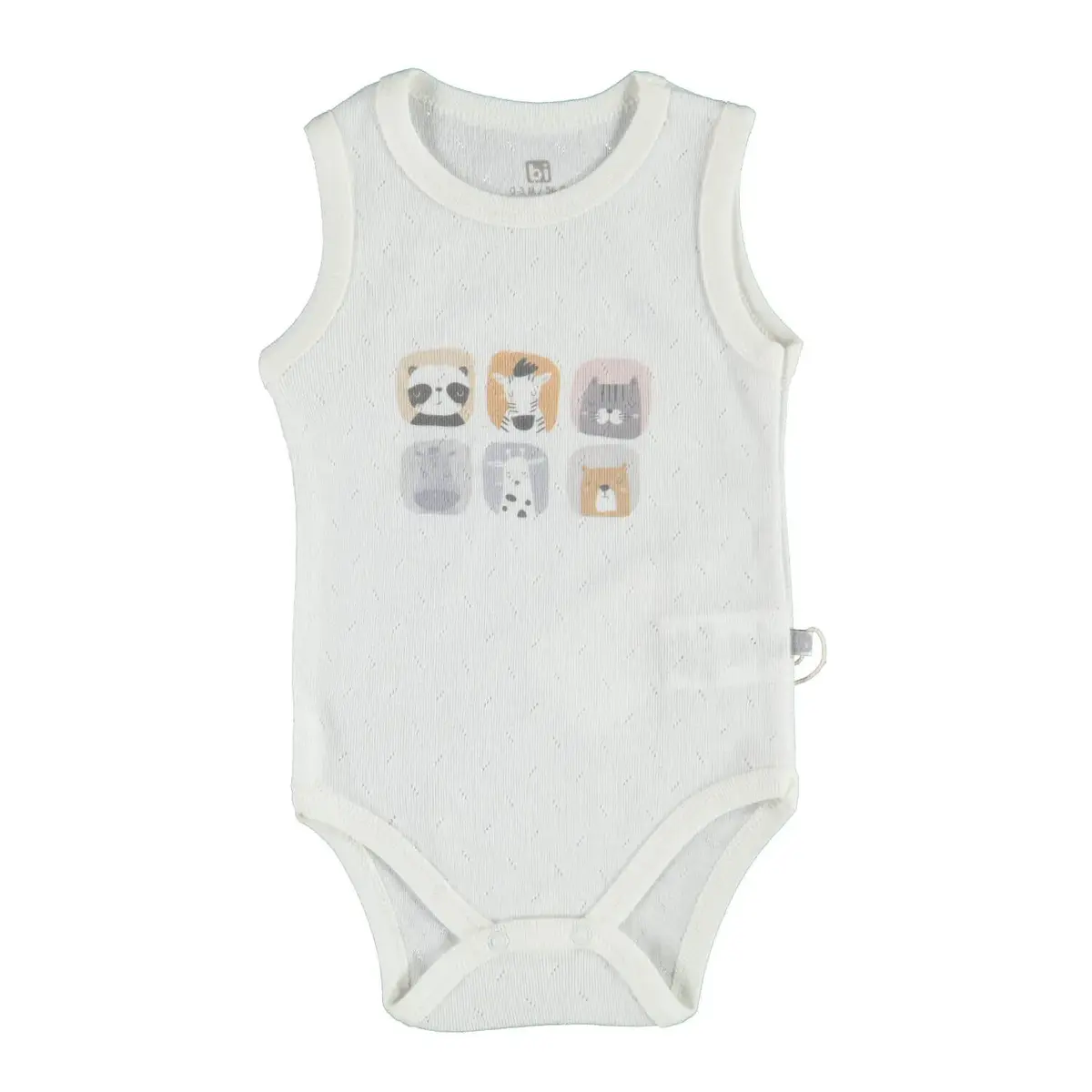 Bibaby Atlet Body Jakarlı Cute Six Animals Ekru Üç Nokta