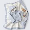 Bibaby Hırka Triko Desenli Welsoftlu Mavi