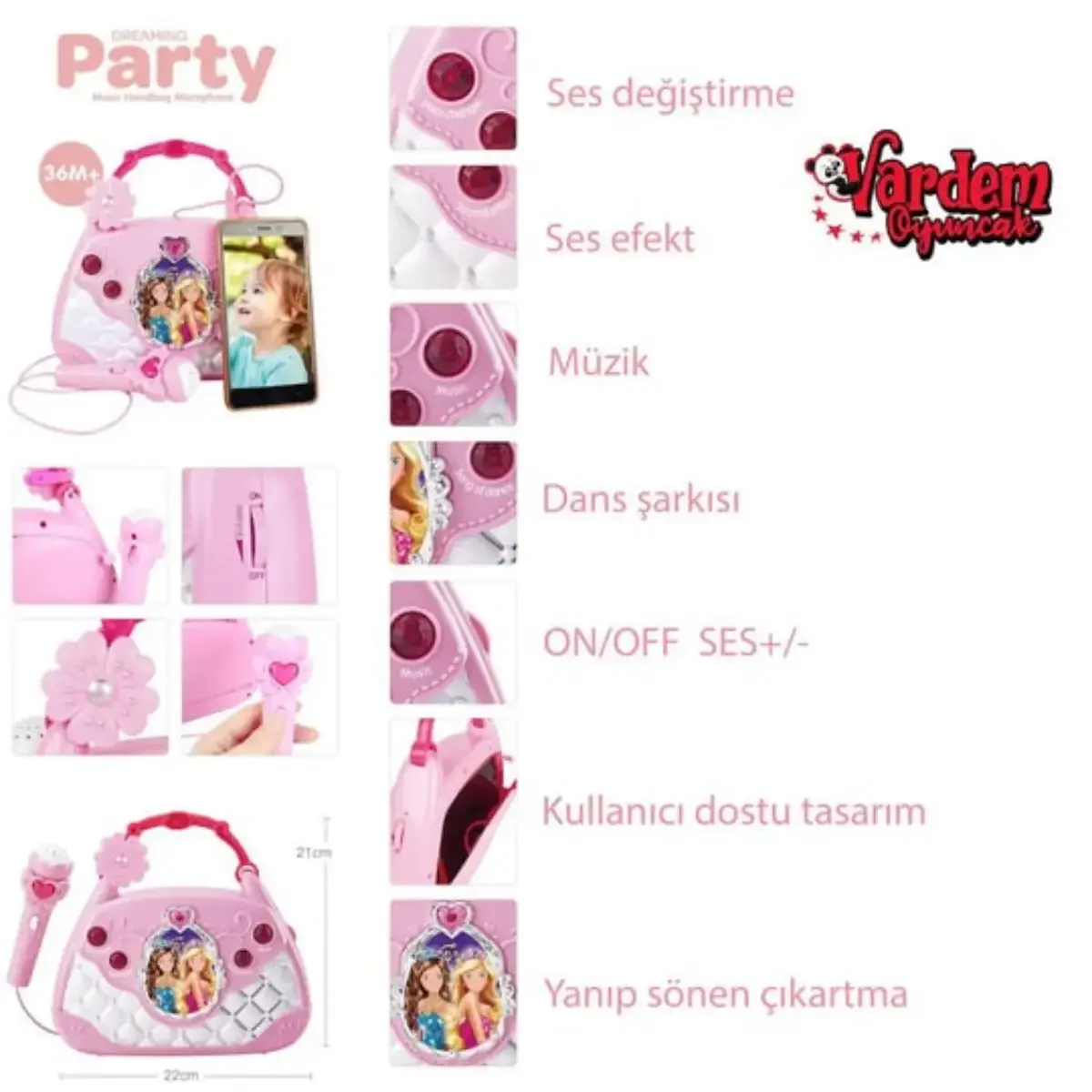 Vardem Mikrofonlu Mp3 Çalar Parti Müzikleri El Çantası