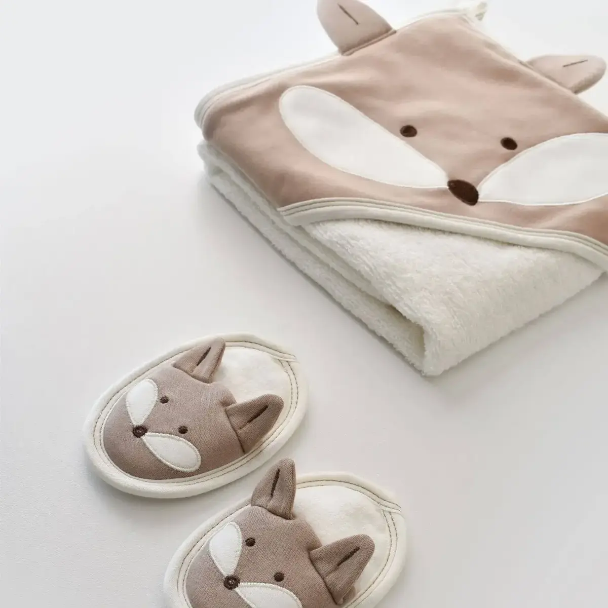 Bibaby Bornoz Takımı Sweet Fox Ekru - Kahverengi