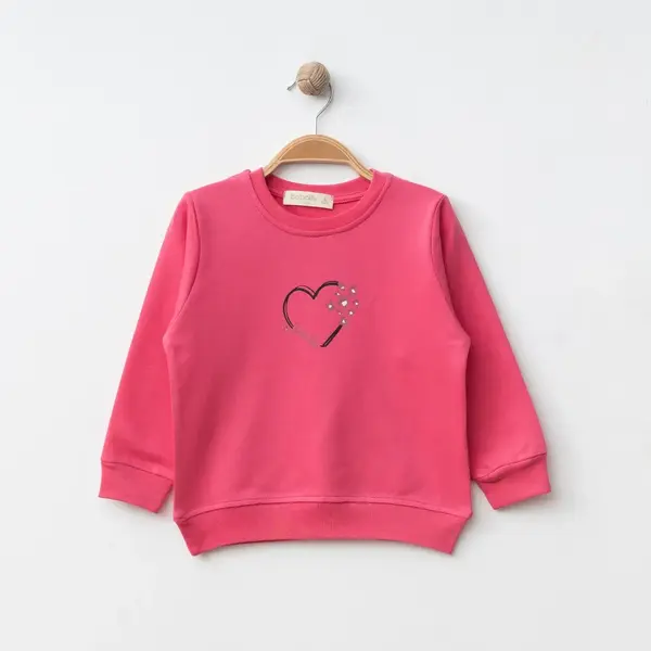 Bebolly Sweatshirt Kalp Baskılı Fuşya