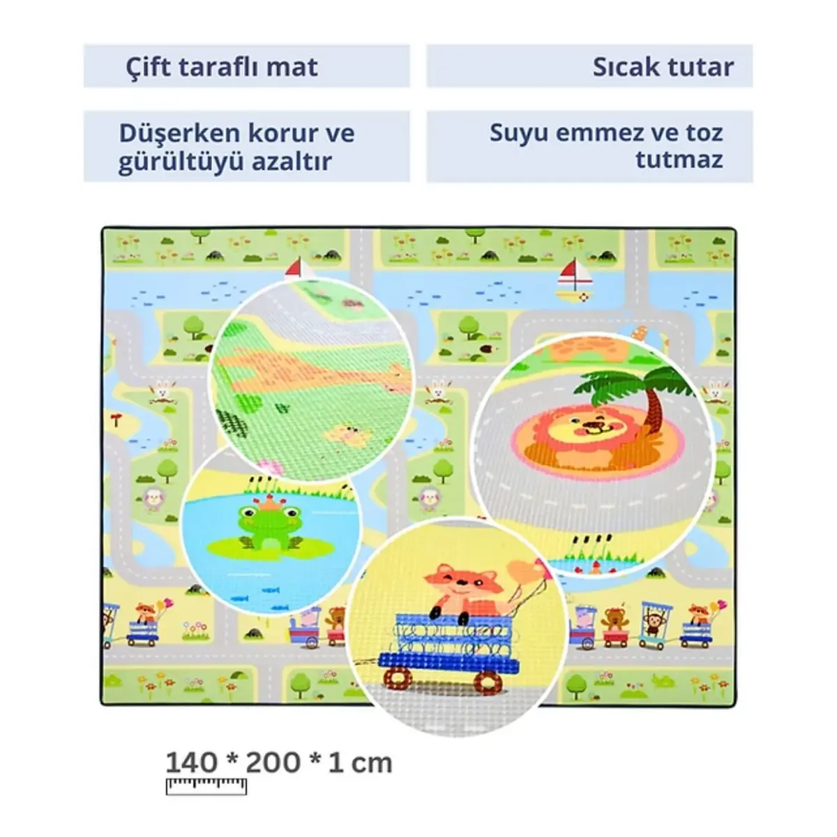 Coolmats Yeşil Parkur-Bulutlar ve Dağlar Oyun Halısı 140x200x1
