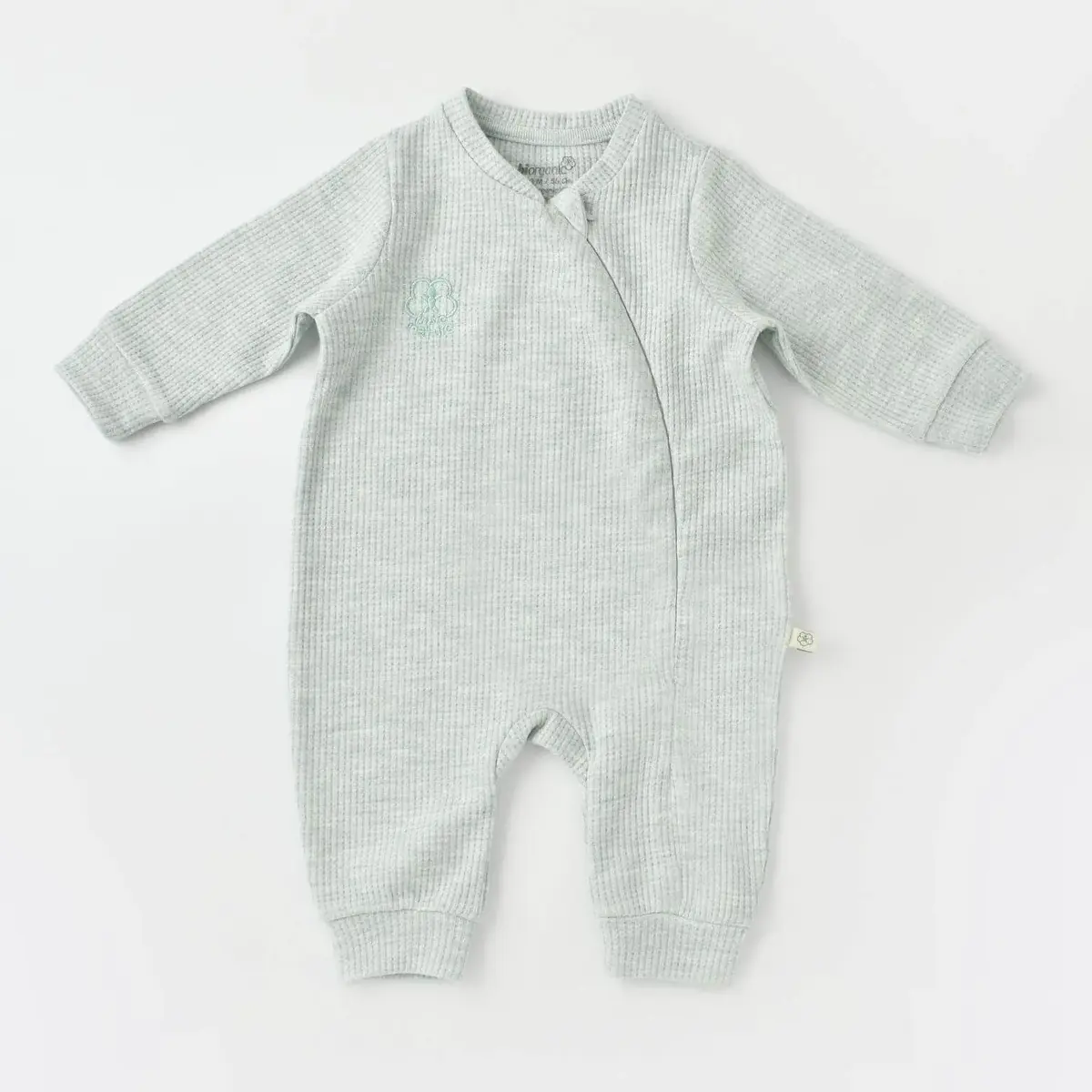Bibaby Organik Tulum Fermuarlı Nature In Waffle Yeşil Melanj