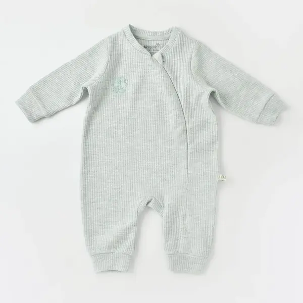 Bibaby Organik Tulum Fermuarlı Nature In Waffle Yeşil Melanj