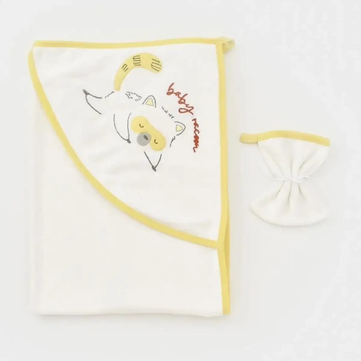 Bibaby Organik Havlu Örme Baby Racoon Vanilla Ice