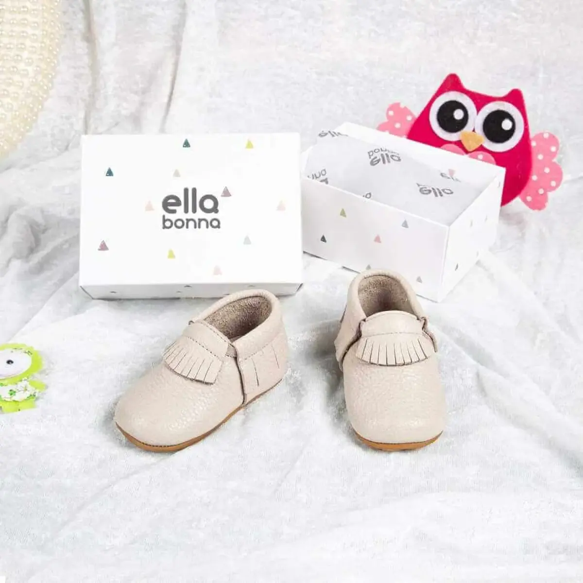 Ella Bonna Bebek Ayakkabısı Hakiki Deri Mokasen Bej