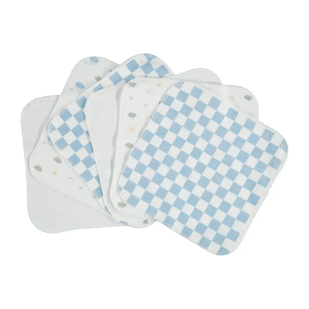 Bibaby Organik Mendil 6lı Penye Desenli Mavi Bibaby Organik Mendil 6lı Penye Desenli Mavi