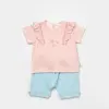 Bibaby Organik 2li Takım Şortlu Always Happy Gül Kurusu - Mint