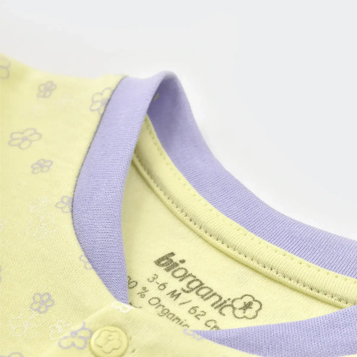 Bibaby Organik Pijama Takımı Love You Baby Yellow Lavander