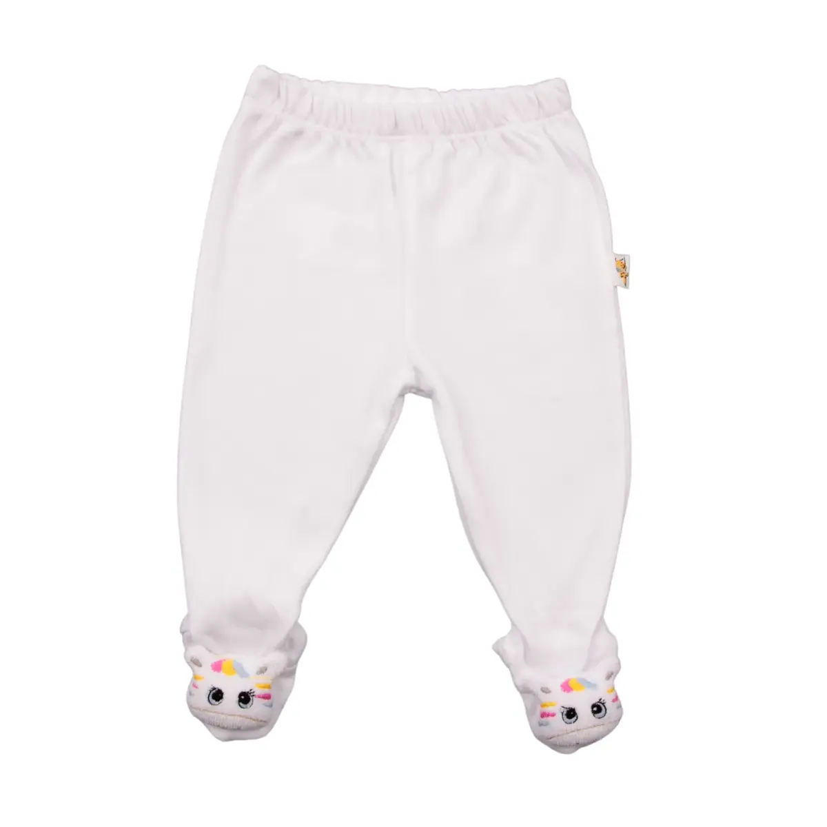 Mini Damla Pantolon Patikli Düz Oyuncaklı Beyaz