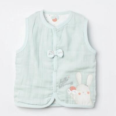 Bibaby Organik Yelek Pretty Ears Bunny Mint - Ekru